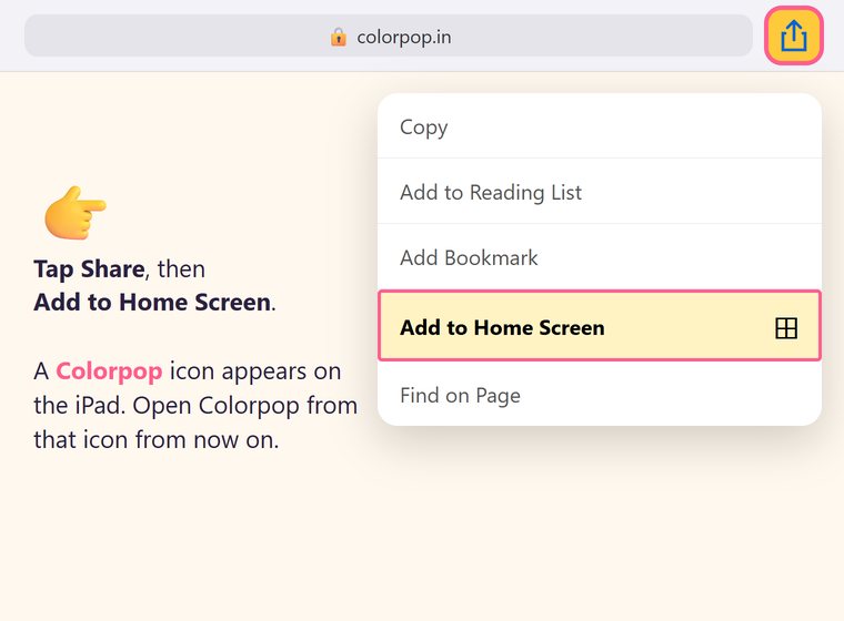 Safari's Share menu with Add to Home Screen
